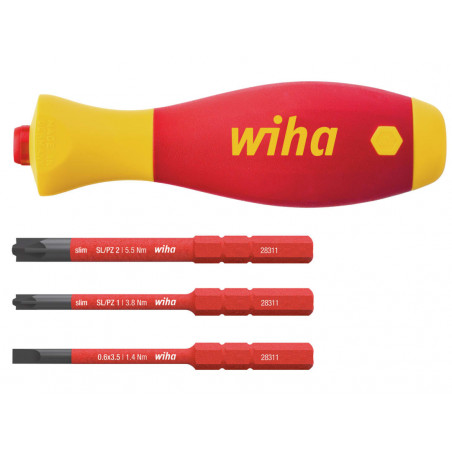 Wiha 43449 SoftFinish® electric slimVario Screwdriver Set, 4 Piece