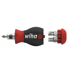 Wiha 43613 Magnetic SoftFinish® Stubby Screwdriver with Bit Magazine