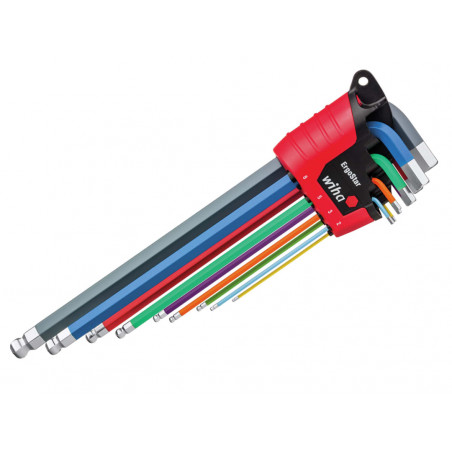 Wiha 43849 ErgoStar Colour Hex Ball End L-key Set, 9 Piece