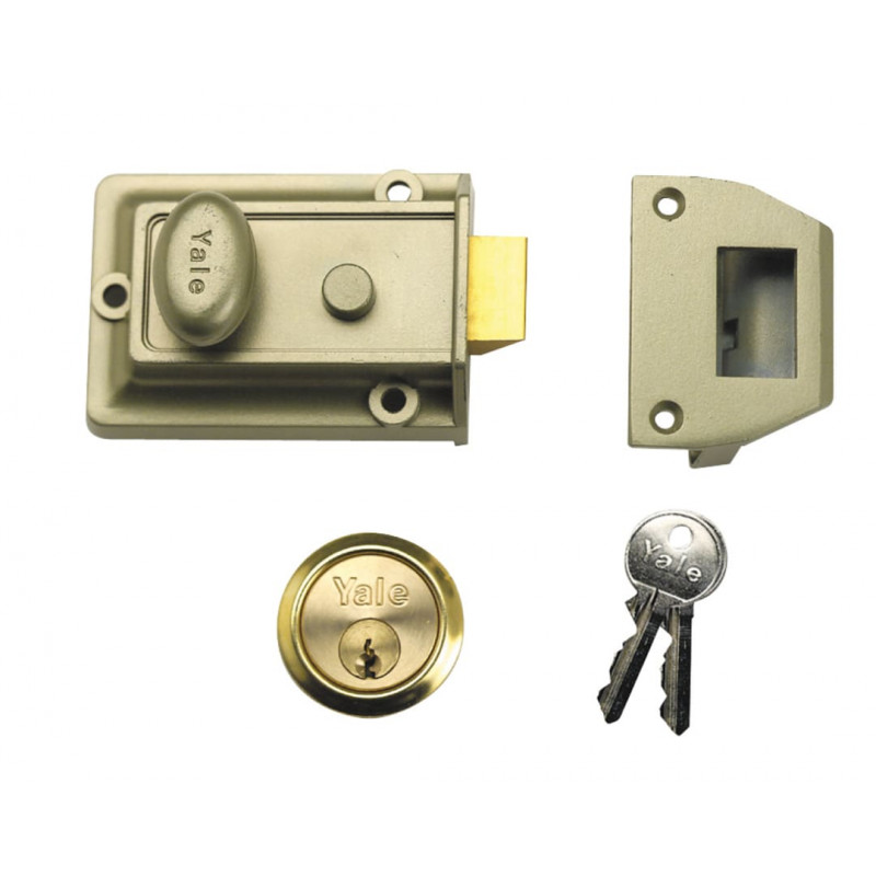Yale Locks 630077101322 P77 Traditional Nightlatch 60mm Backset Nickel Brass Finish Box Yale Locks 630077101322 P77 Traditional Nightlatch 60mm Backset Nickel Brass Finish Box