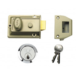 Yale Locks 630077101329 P77 Traditional Nightlatch 60mm Backset Nickel Brass Finish SC Cylinder Box