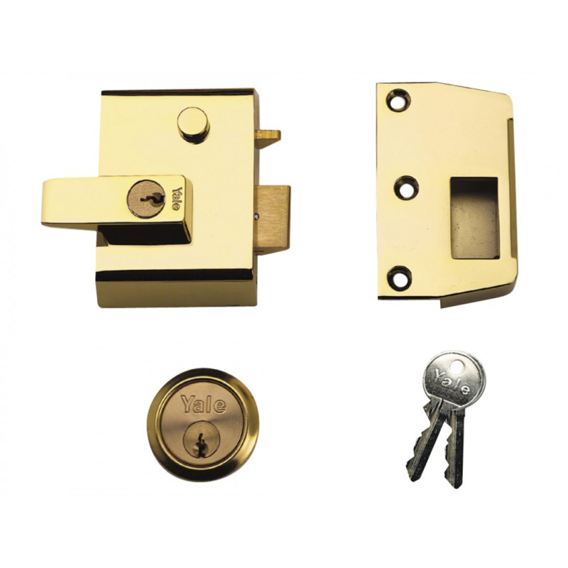 Yale Locks 630002215542 P2 Double Security Nightlatch 40mm Backset Brasslux Finish Visi Yale Locks 630002215542 P2 Double Security Nightlatch 40mm Backset Brasslux Finish Visi