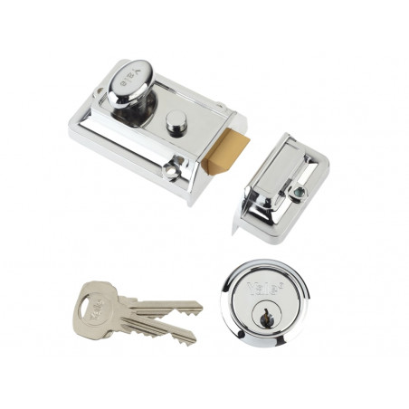 Yale Locks 630077105162 P77 Traditional Nightlatch 60mm Backset Chrome Finish Visi