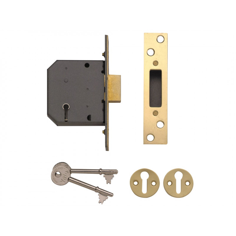Yale Locks 650552105025 PM552 5 Lever Mortice Deadlock 67mm 2.5in Polished Brass