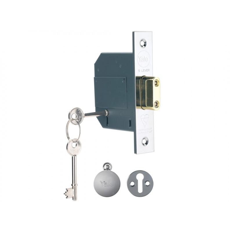 Yale Locks 655620105162 PM562 Hi-Security BS 5 Lever Mortice Deadlock 68mm 2.5in Polished Chrome Yale Locks 655620105162 PM562 Hi-Security BS 5 Lever Mortice Deadlock 68mm 2.5in Polished Chrome