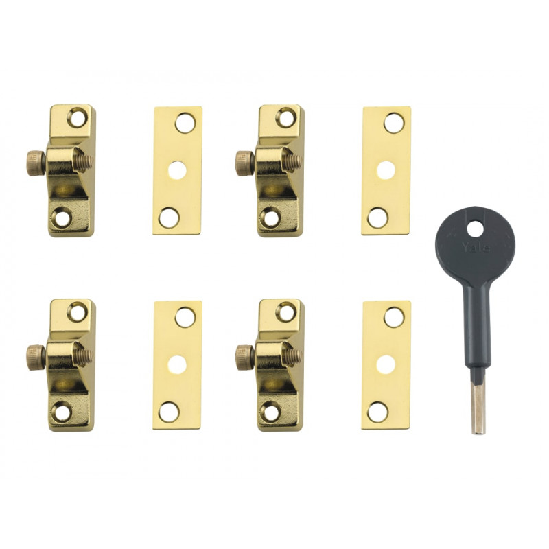 Yale Locks V-8K118-4-EB 8K118 Economy Window Lock Electro Brass Finish Pack of 4 Visi Yale Locks V-8K118-4-EB 8K118 Economy Window Lock Electro Brass Finish Pack of 4 Visi