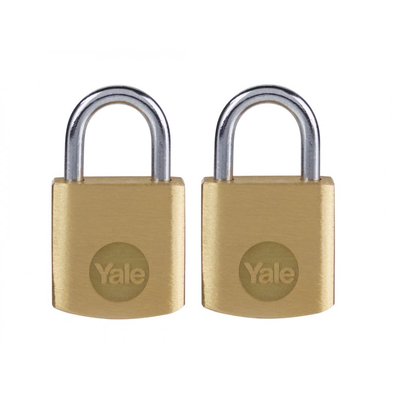 Yale Locks Y110B/20/111/2 Brass Padlock 20mm (2 Pack)
