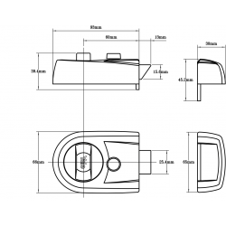 Yale Locks P-Y3-BL-PB-60 Y3 Nightlatch Modern 60mm Backset Black Finish Visi