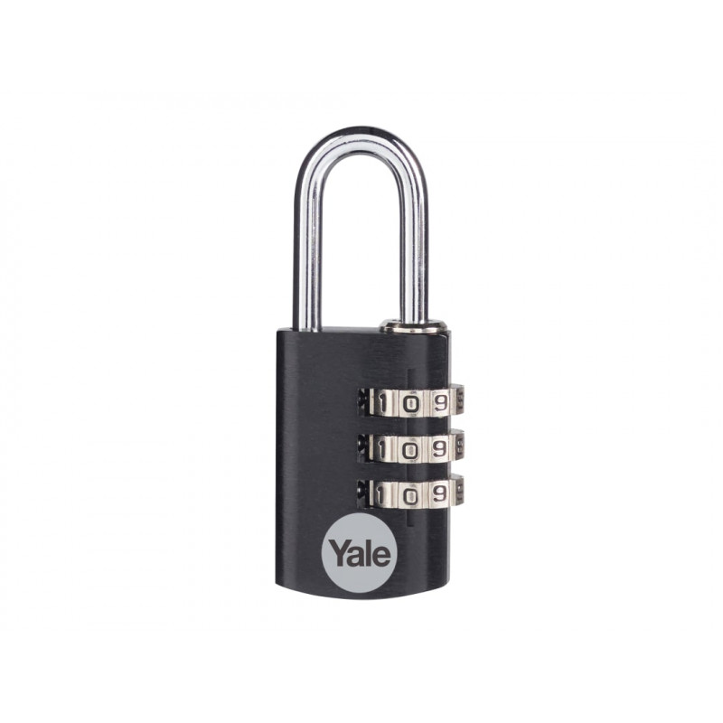Yale Locks YE3CB/20/121/1/BK Aluminium Combination Padlock 20mm Black Yale Locks YE3CB/20/121/1/BK Aluminium Combination Padlock 20mm Black