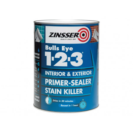 Zinsser ZN7040001A1 Bulls Eye® 1-2-3 Primer & Sealer Paint White 5 litre