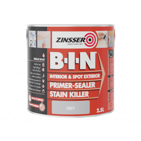 Zinsser ZN7020353C1 B.I.N® Primer, Sealer & Stain Killer Paint Grey 2.5 litre
