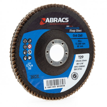 Abracs Flap Disc 125mm 60 Grit - ABFZ125B060