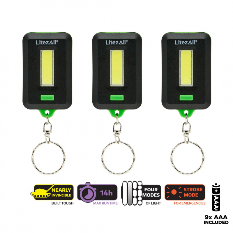 LitezAll CobFob Keychain Flashlight (3-Pack) - 24389 LitezAll CobFob Keychain Flashlight (3-Pack) - 24389