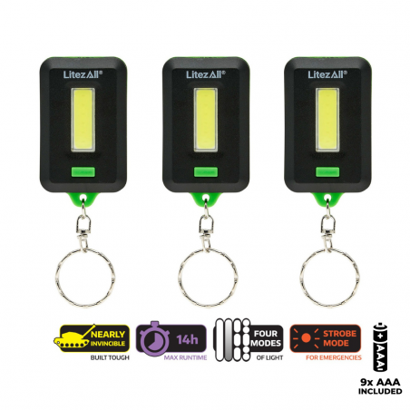 LitezAll CobFob Keychain Flashlight (3-Pack) - 24389