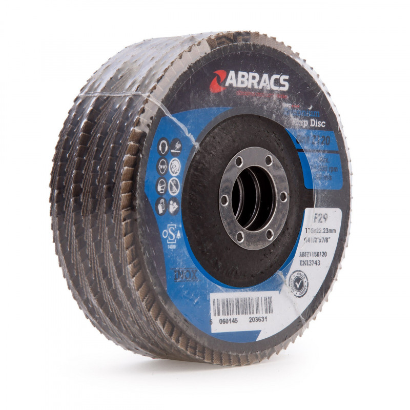 Abracs Flap Disc 115mm 120 Grit (5 Pack) - ABFZ115B0120 Abracs Flap Disc 115mm 120 Grit (5 Pack) - ABFZ115B0120