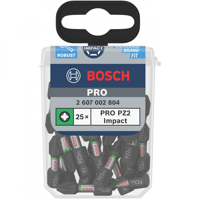Bosch PZ2 Impact Bits 25mm (25 Pack) - 2607002804 Bosch PZ2 Impact Bits 25mm (25 Pack) - 2607002804