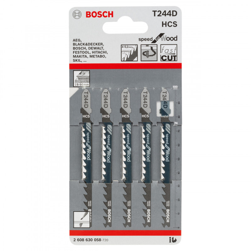 Bosch T244D Jigsaw Blades (5 Pack) - 2608630058 Bosch T244D Jigsaw Blades (5 Pack) - 2608630058