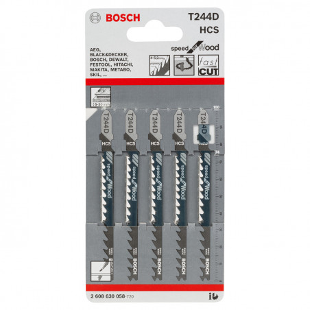 Bosch T244D Jigsaw Blades (5 Pack) - 2608630058