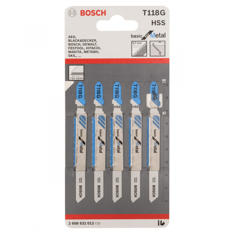 Bosch T118G Metal Jigsaw Blades (5 Pack) - 2608631012 Bosch T118G Metal Jigsaw Blades (5 Pack) - 2608631012