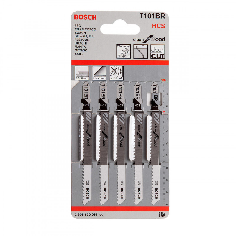 Bosch T101BR Jigsaw Blades 100mm (5 Pack) - 2608630014 Bosch T101BR Jigsaw Blades 100mm (5 Pack) - 2608630014