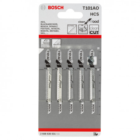 Bosch T101AO Jigsaw Blades 83mm (5 Pack) - 2608630031